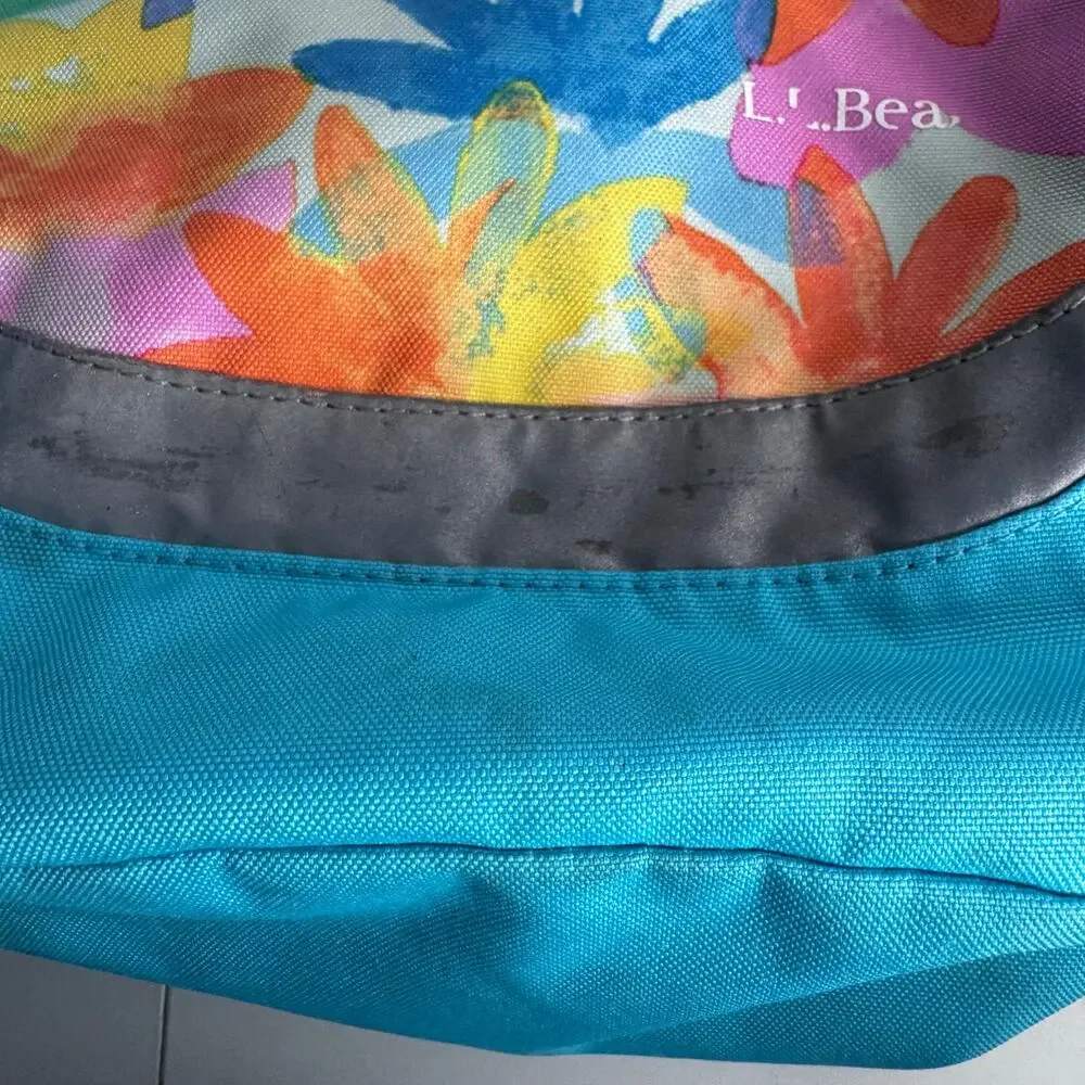 L.L. Bean Multicolored Floral Backpack Skylight Blue Flowers Kinder Preschool